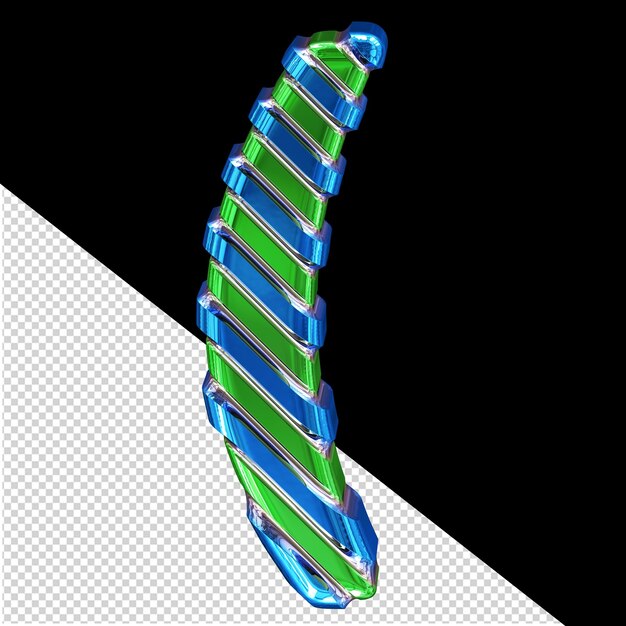 PSD 파란색 대각선 스트랩이 있는 녹색 기호