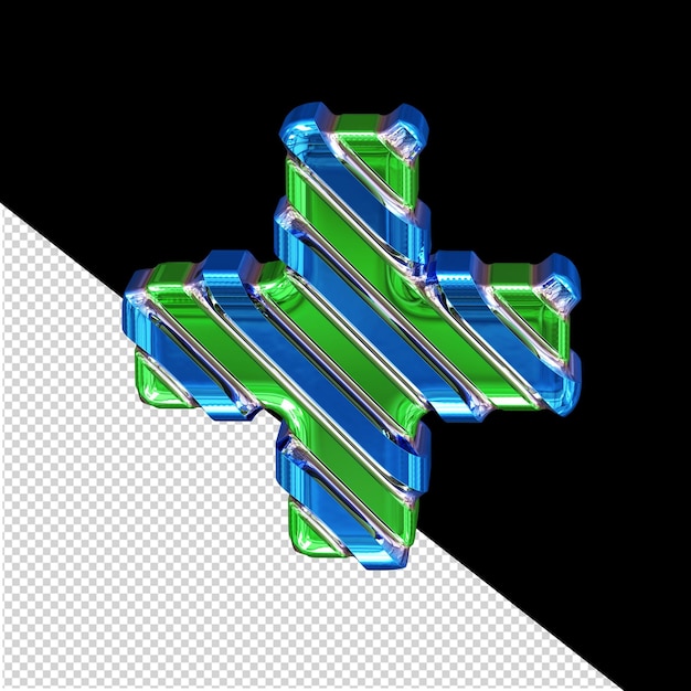 Green symbol with blue diagonal straps