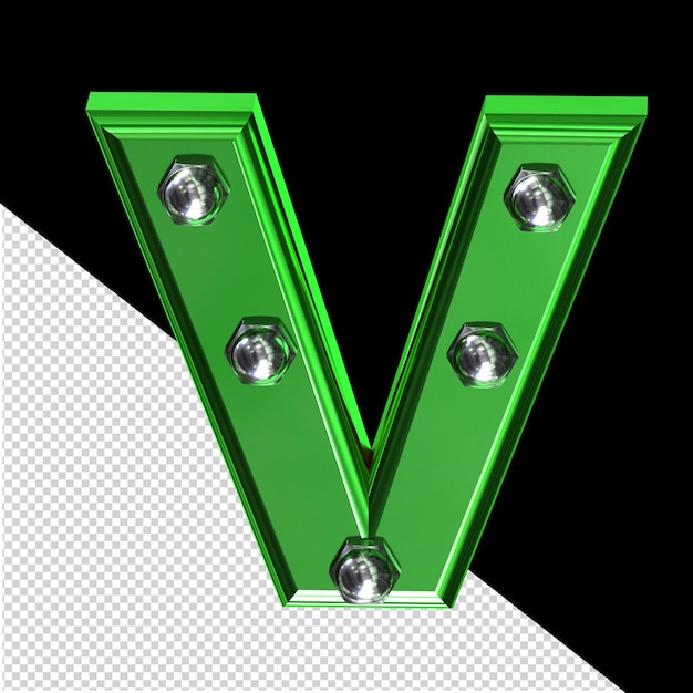 PSD green symbol with bolts letter v