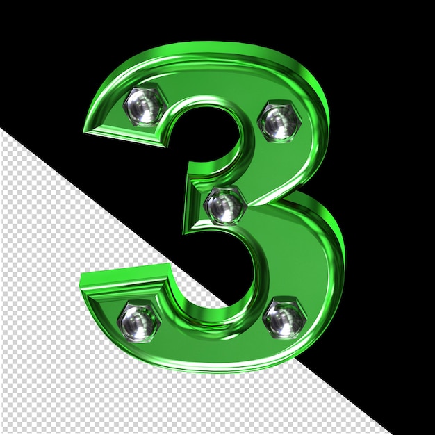 PSD green symbol with bolts number 3