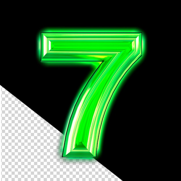 PSD green symbol with glow number 7