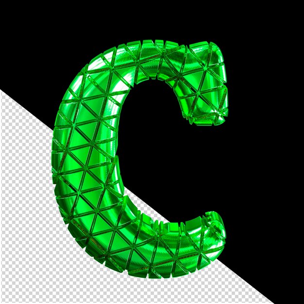 Green symbol with notches letter c