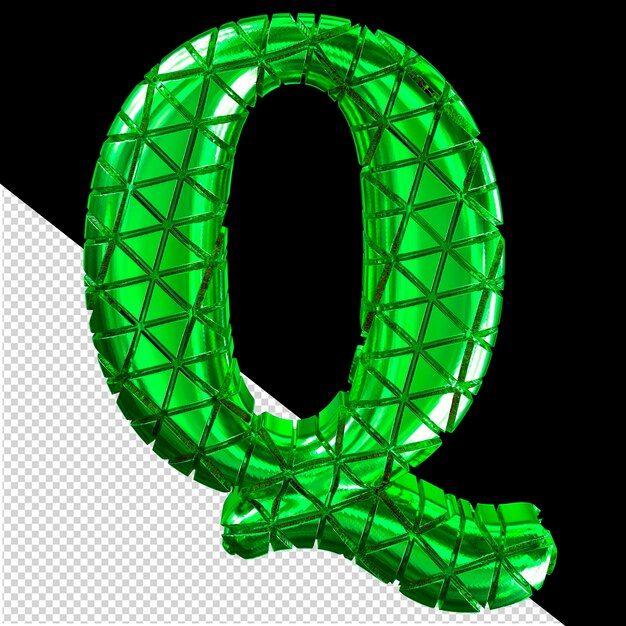 Green symbol with notches letter q