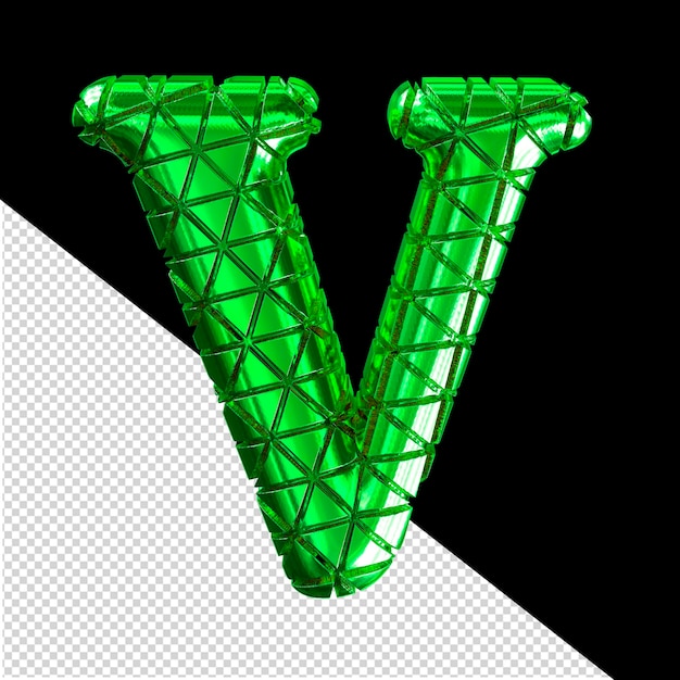 Green symbol with notches letter v