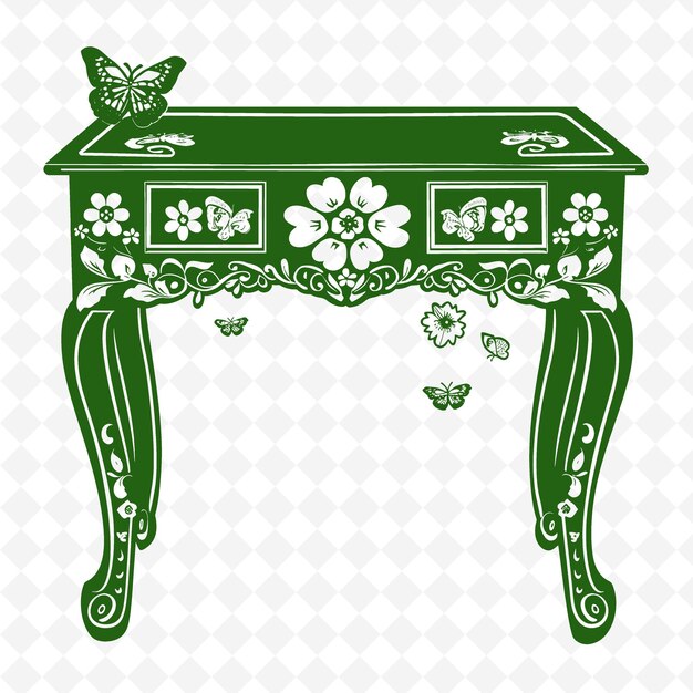 PSD a green table with a butterfly on the top