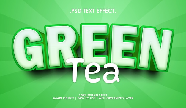 Green tea 3d text style effect