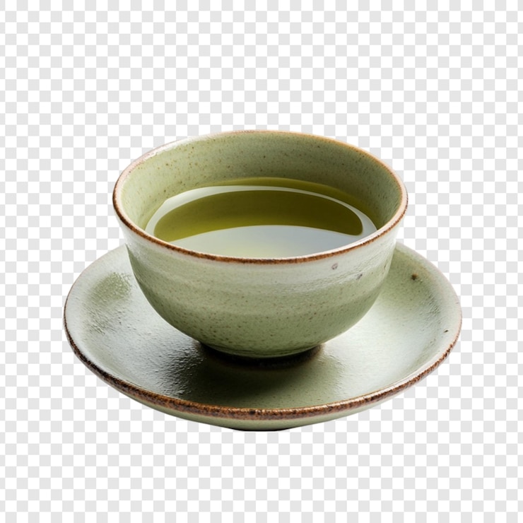 PSD 綠茶擺喺陶杯上嘅子上