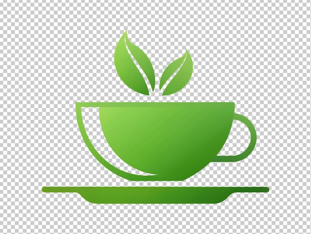 PSD green tea cup with leaves