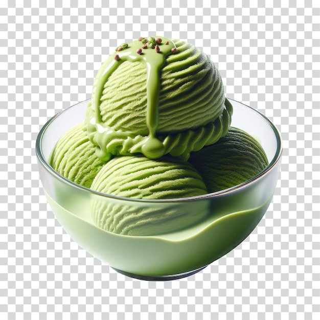 PSD ice cream al tè verde sullo sfondo trasparente