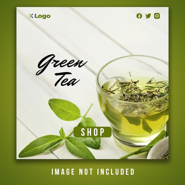 PSD green tea post template