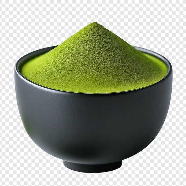 PSD 緑茶の粉末と葉のpngを透明な背景で分離したプレミアムpsd