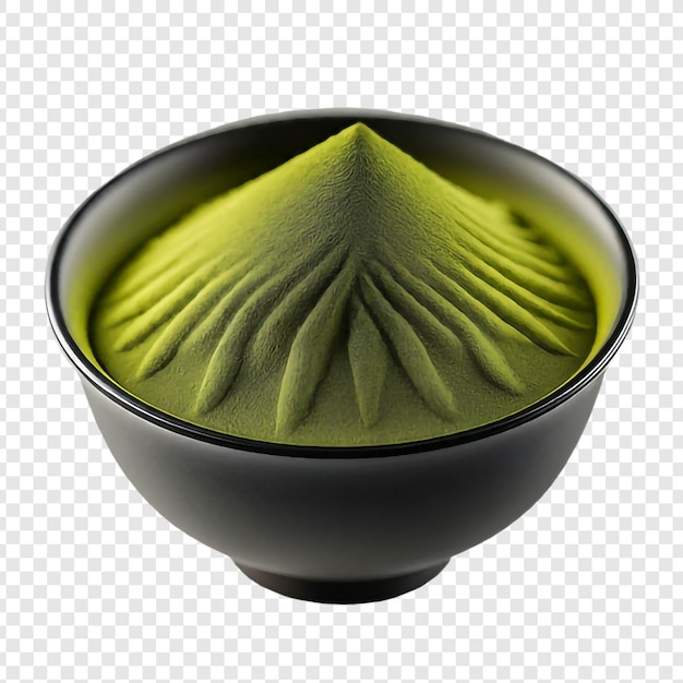 Polvere di tè verde e png di foglie isolate su sfondo trasparente psd premium