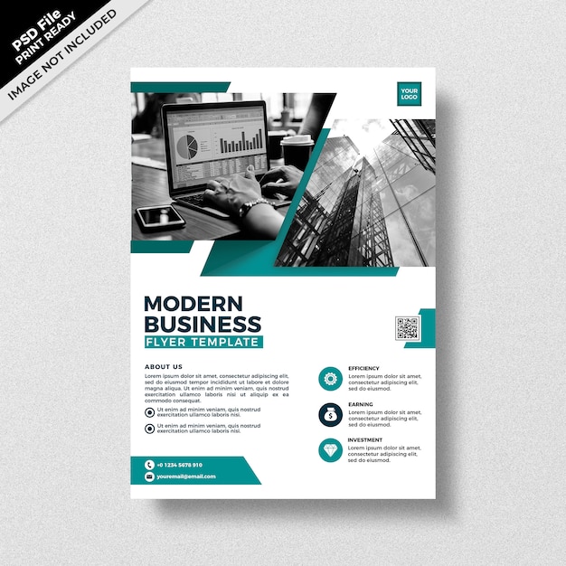 green teal modern style business flyer template