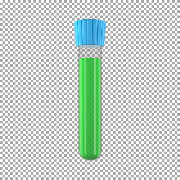 Green test tube with a blue cap