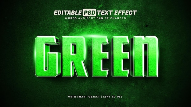 PSD green text effect 3d style editable