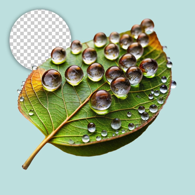 PSD green texture leaf on transparent background