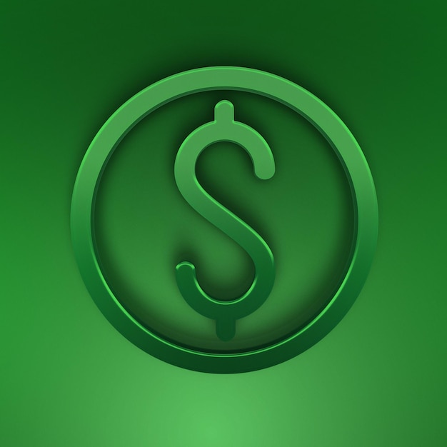 A green theme with a dollar sign in the middle editable 3d icon