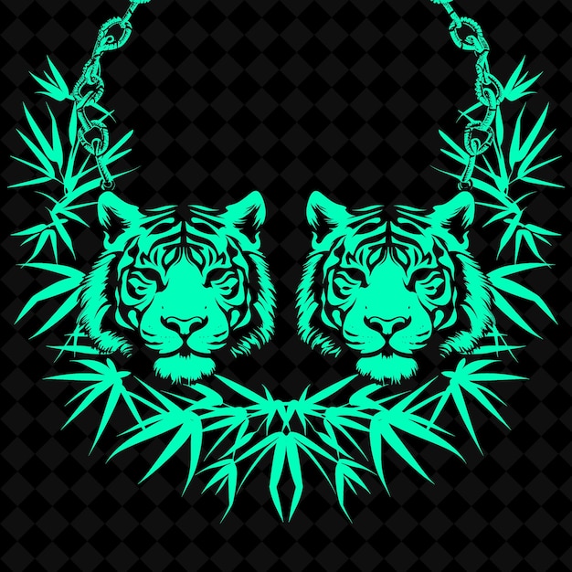 PSD a green tiger head with a blue background with the words tiger
