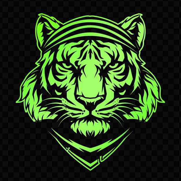 PSD green tiger with a green background for the logo of a tiger