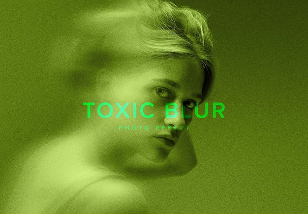 Green toxic blur photo effect mockup