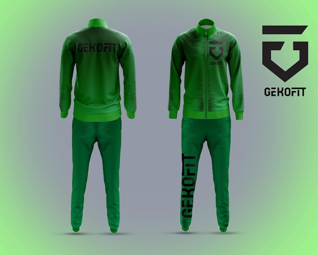 green tracksuit mockup design, realistic t-shirt and trouser mockup design