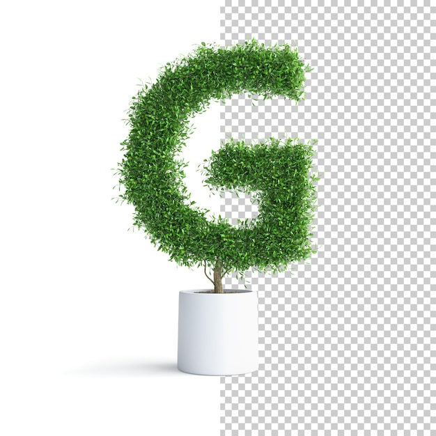 PSD green tree alphabet letter g