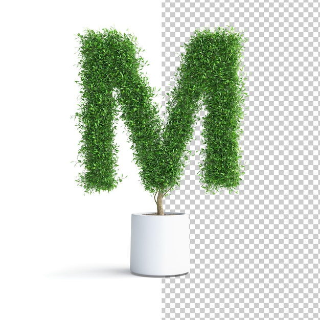 Green tree alphabet letter m