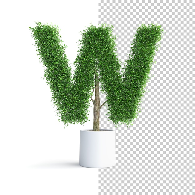 PSD green tree alphabet letter w