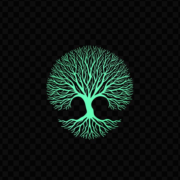 PSD green tree on a black background with the green tree of life