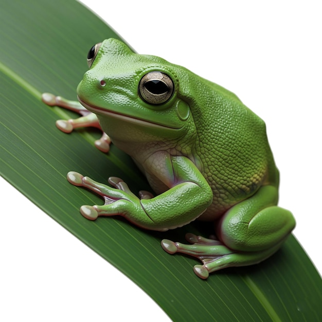 葉 の 上 の 緑 の 木 の カエル