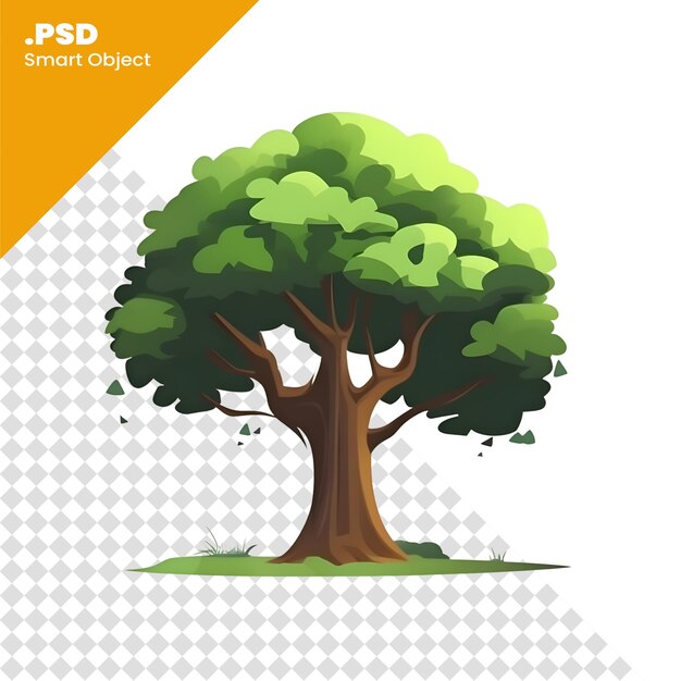 PSD 白い背景の緑色の木デザイン psd テンプレートのベクトルイラスト