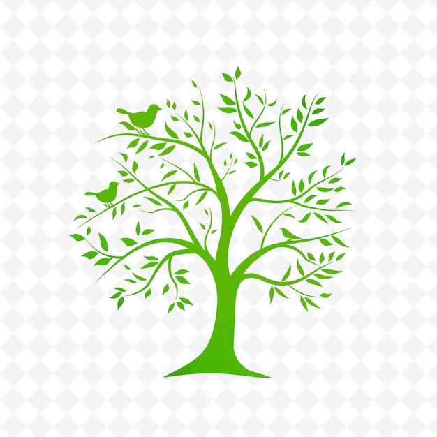 A green tree with a bird on it