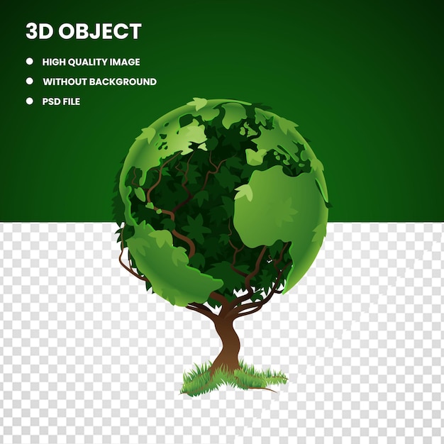 PSD a green tree with a globe on it