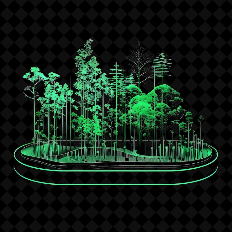 PSD a green tree with a green light on it