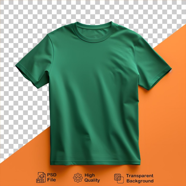 PSD modello di maglietta verde isolato su sfondo trasparente include file png