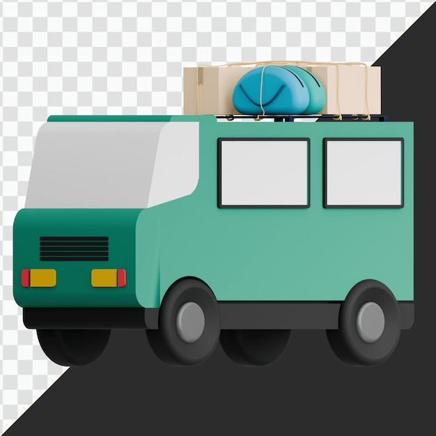 green van with boxes on the roof for transport