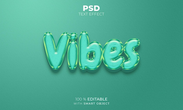 PSD green vibes 3d editable text effect