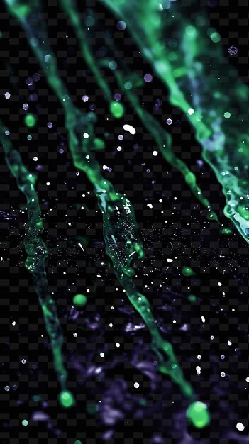 Green water drops on a black background