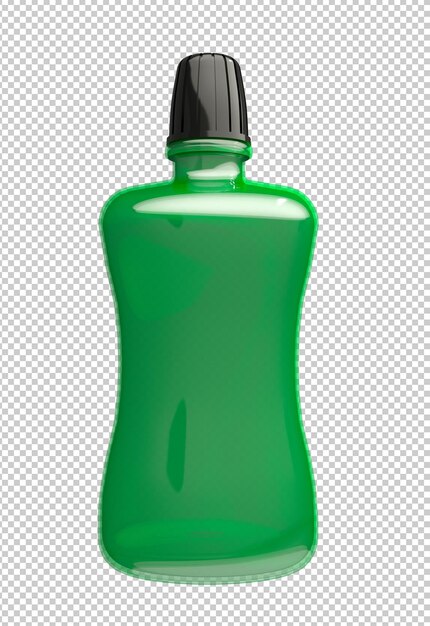 Green water mouthwash plastic bottle