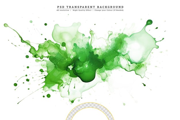 PSD green watercolor background with splashes