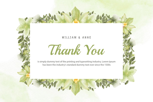 green watercolor flower frame