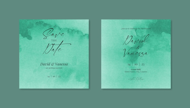 PSD green watercolor wedding invitation card for instagram posts