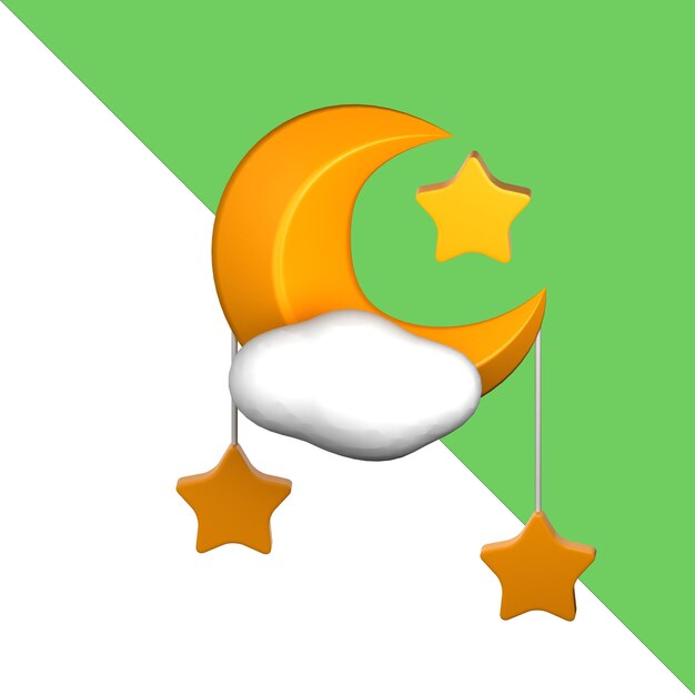 PSD a green and white background with a crescent moon and the word ramadan.