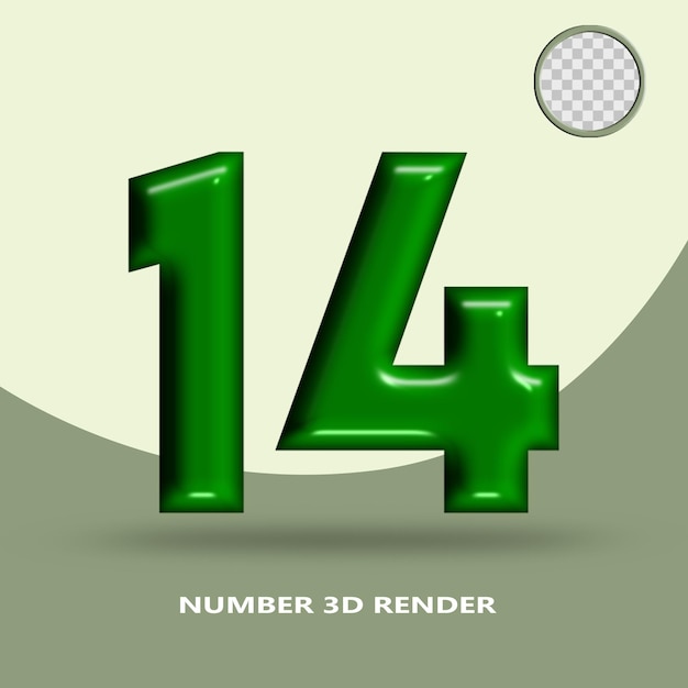 A green and white background with the number 14 in the middle.