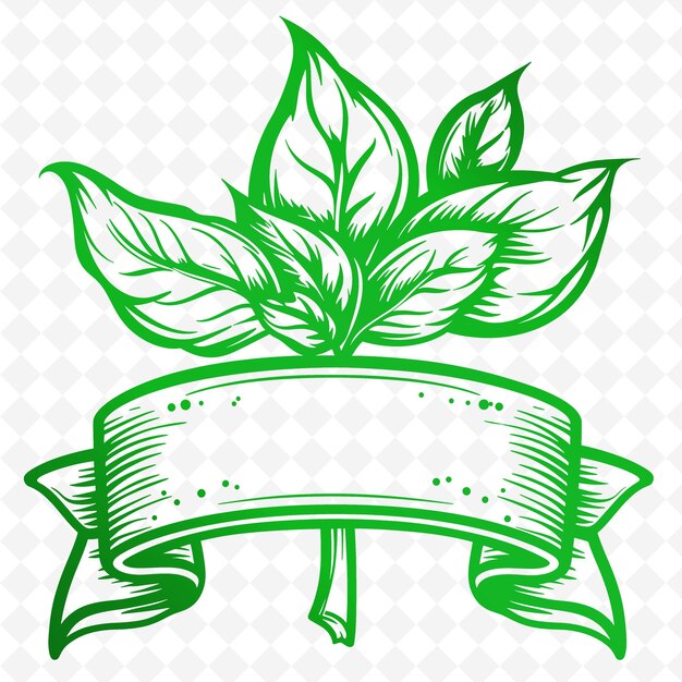 PSD green and white banner with a green leaf and the word mint on it