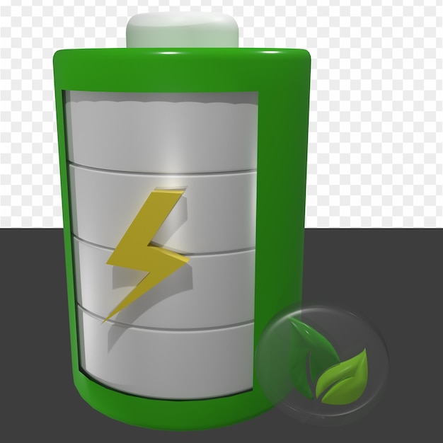 A green and white battery with a green and white battery on the top.