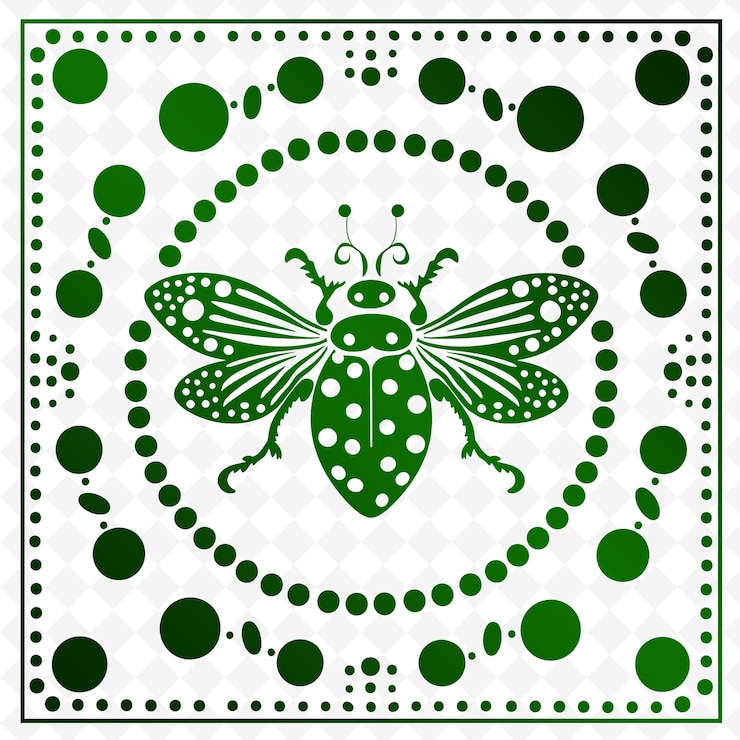 PSD a green and white butterfly with circles and dots on it