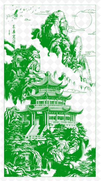 PSD a green and white card with a dragon on the top