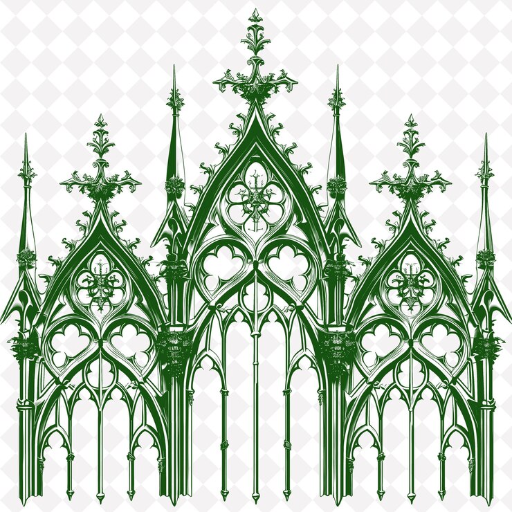 PSD a green and white design of a cathedral with a pattern of green and white