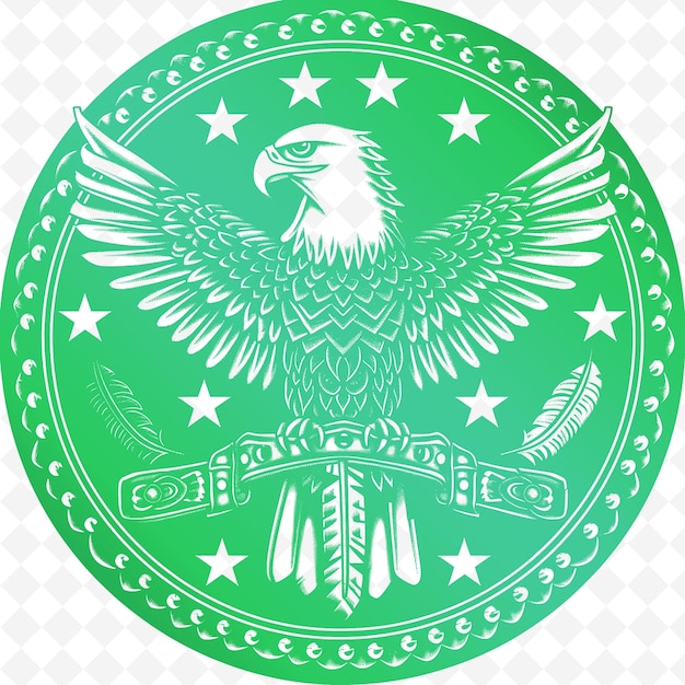 PSD a green and white eagle with a star on it